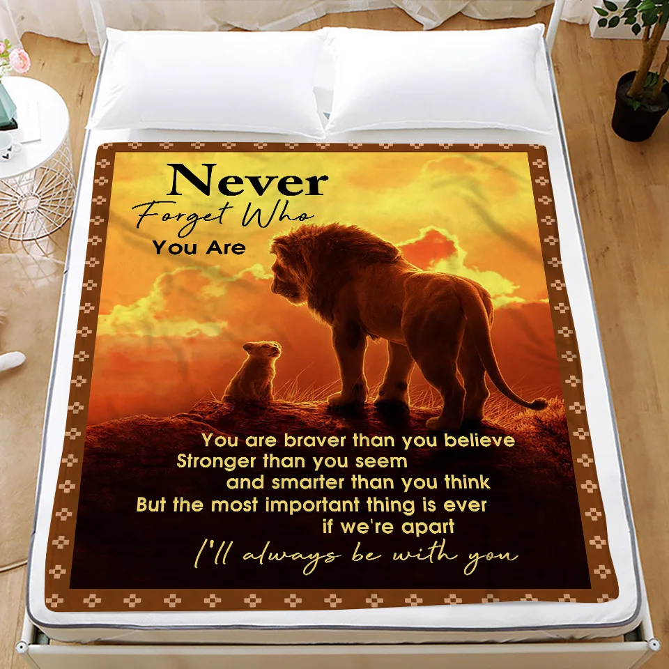 Wholesale Soft Printed Blanket for Sofa Bed The Lion King Movie Style Letter Flannel Fleece Blanket for Winter