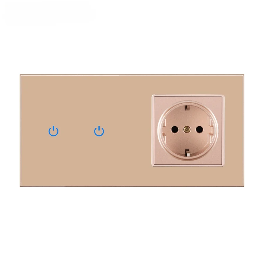 OEM   EU 45*90 wall double wifi  touch switch  and socket combination  smart method  tuya app control USB+PC