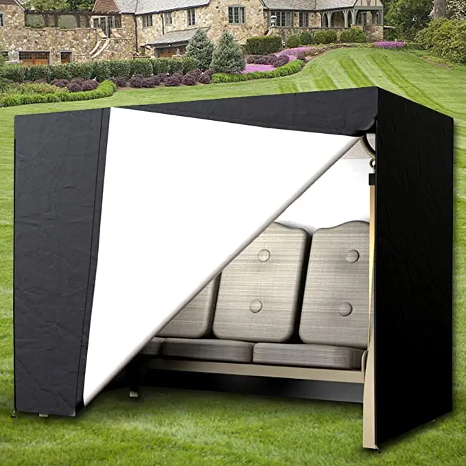 
Patio Outdoor Garden Swing Covers, 3 Seater Waterproof and Weather Protection Durable Porch Swing Covers,Black 