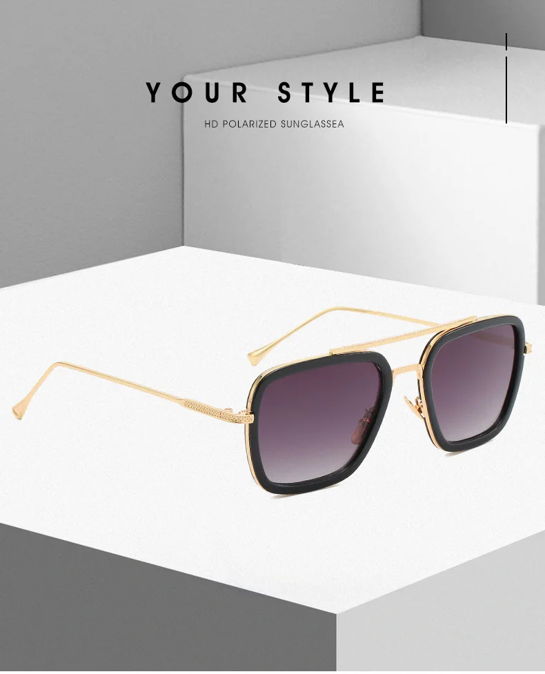 2023 Vintage Steampunk Sunglasses uv400 Blue Mens Metal Frame Square Steampunk Fashion Punk Sunglass