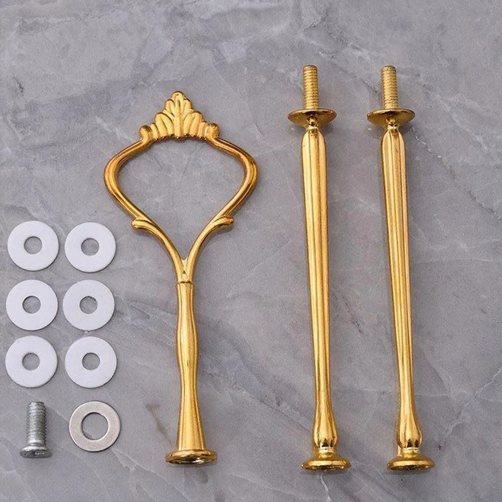 Sliver Circle Design 3-tier Cake Stand Fittings Rods Handles
