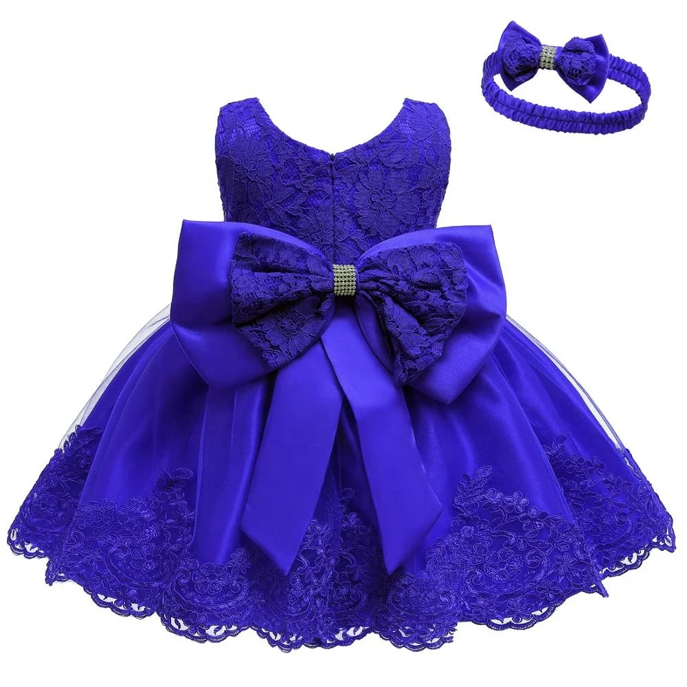 New model Baby girl wedding dress fashion big bow birthday dress party lace designed evening little girls dress