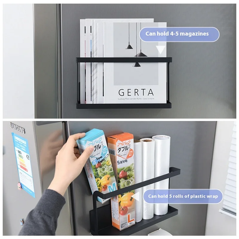 Ins style wall-mounted white iron art newspaper and periodical rack, office display material magnetic magazine rack