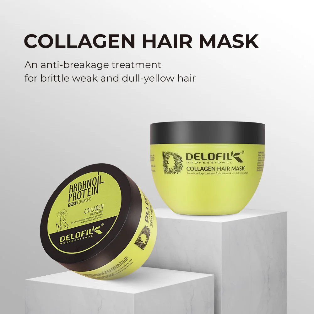 Delofil Private Label 250ml Repairing Smoothing Deep Hydrating Moisturizing Collagen Hair Mask For Hair Care