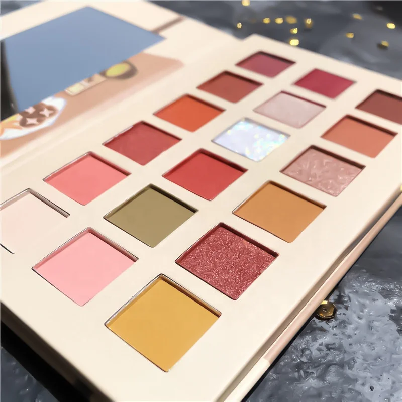 18 colors soft glitter pearl matte cardboard eyeshadow palette customize private label natural looking eye shadow pan