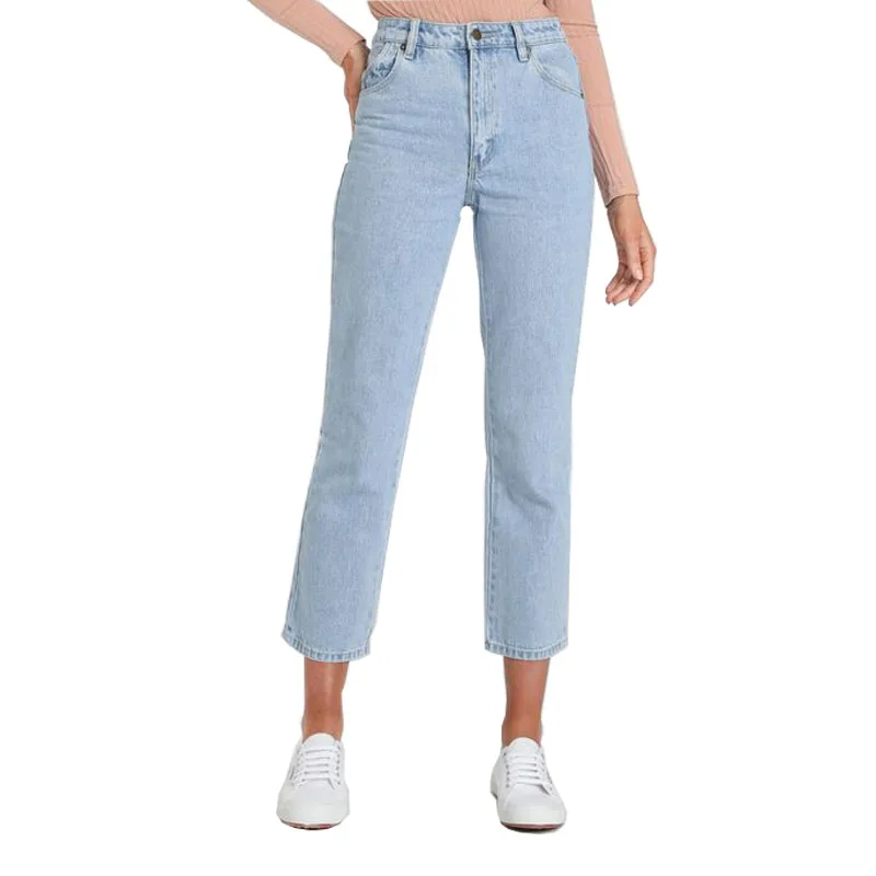 
New Fashion Light Blue Pure Cotton Eco-friendly Straight Denim Jeans 