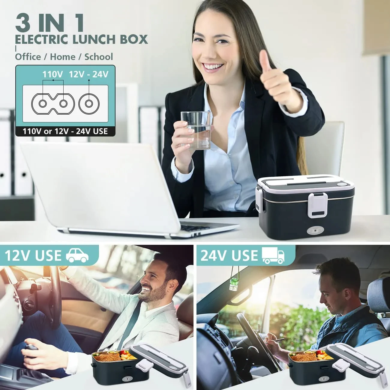 Multifunctional 304 stainless steel electric lunch box Travel home mini electronic heating lunch box self-heating lunch box