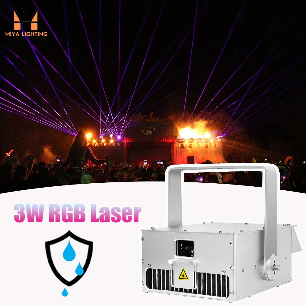 Waterproof 3W Animation Laser Light Show Machine 35kpps Full Color Sky Beam Outdoor Laser Light Show