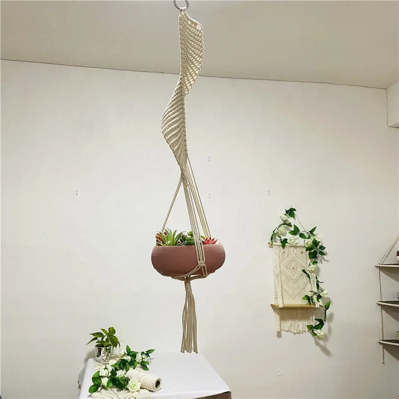 Tightly knitted with high quality material macrame plant hanger cotton Rope Wall Hangings for plant pot