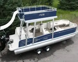30ft Luxury Double Decker Pontoon Boat Fishing With Electric Luxury Motors& Slide For Sale