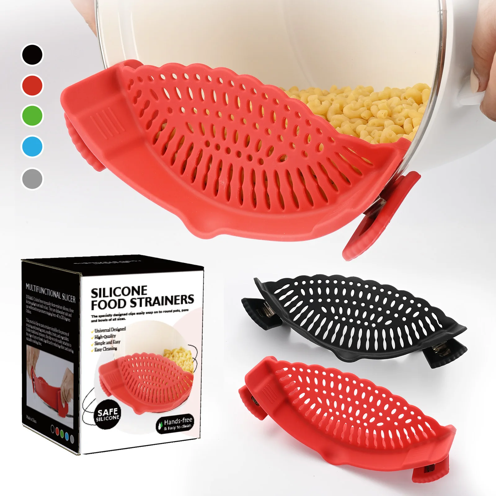 Silicone Cookware Water Filter Net Strainers For Food Food Strainer Basket Clip-on Kitchen Food Strainer