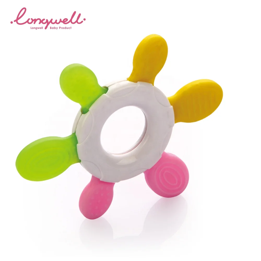 
Ningbo Longwell Custom Wholesale Infant Safety Eco Organic Chewable Toys for Babies Plastic ABS Teething New Design Baby Teether 
