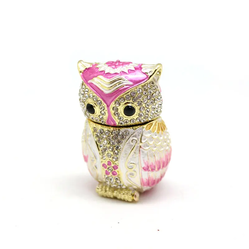 SHINNYGIFTS Metal Enamel Owl Trinket Box Christmas Gifts Owl Home Keepsake Box