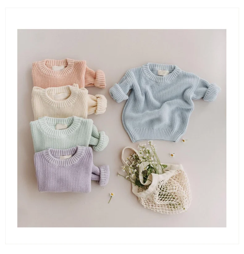 Wholesale Pullover Chunky Knit Baby Sweater Infant Boy Girl Child Jumper Newborn Toddler Sweater
