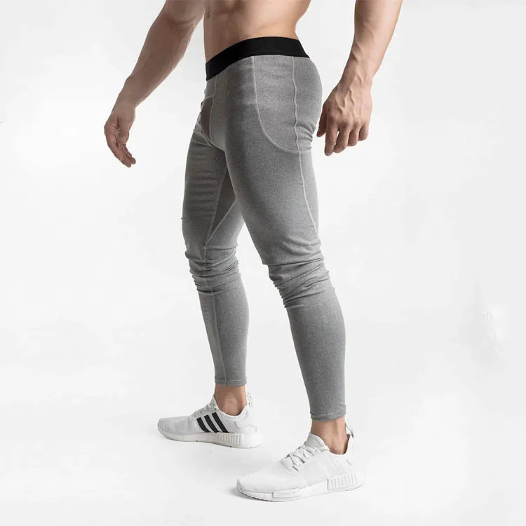Hot Sell Flexible Tights Mesh Panel Breathable Sports Apparel 4-way-stretch Grey Gym Exercise Shorts Leggings For Men