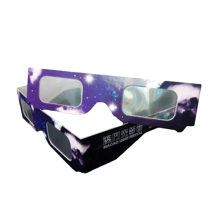 2021 Customized Brand Paper Diffraction Glasses Snowman Xmas Tree Love Heart Effect Firework Glasses