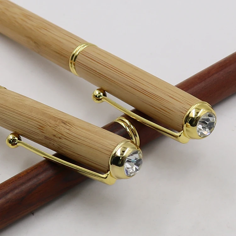 Low moq luxury Wood Pen Mechanism Promotion Wooden Pen diamond wood signature pen