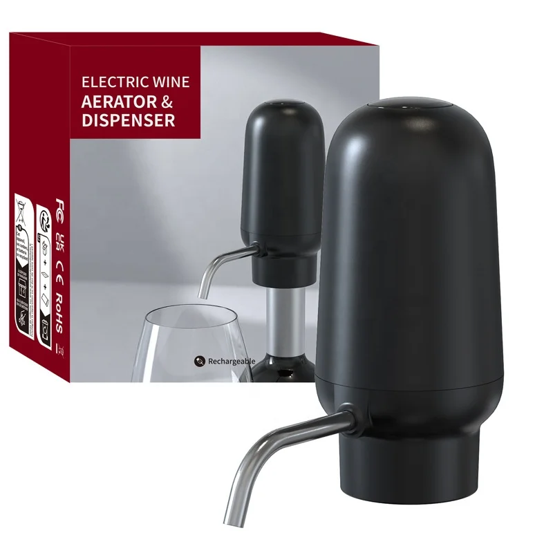 Arrival Electric Wine Dispenser Elegant Decanter Wine Aerator Factory Direct New Gift Box Luxury CE Customized Party Silicon ABS