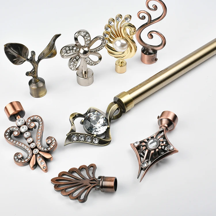 cheap price trendy style extendable iron curtain rod 25-28mm curtain rod accessories for living room window installation curtain rod finials