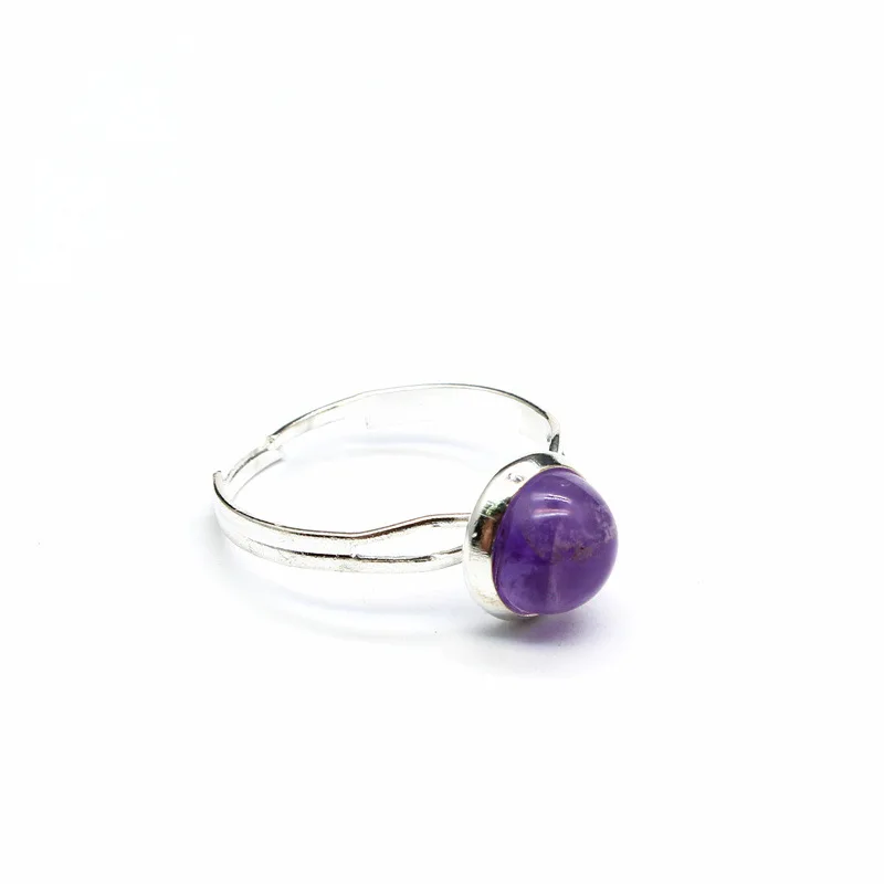 Fashion natural Jewelry Various Gemstone Open Circle Adjustable crystal Cabochons Stone Rings