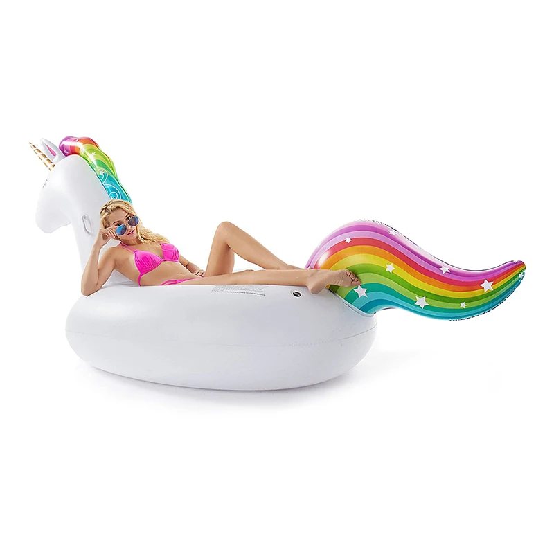 Summer Beach Big Inflatable Unicorn Pool Float Floatie Ride On with Fast Valves Large Rideable