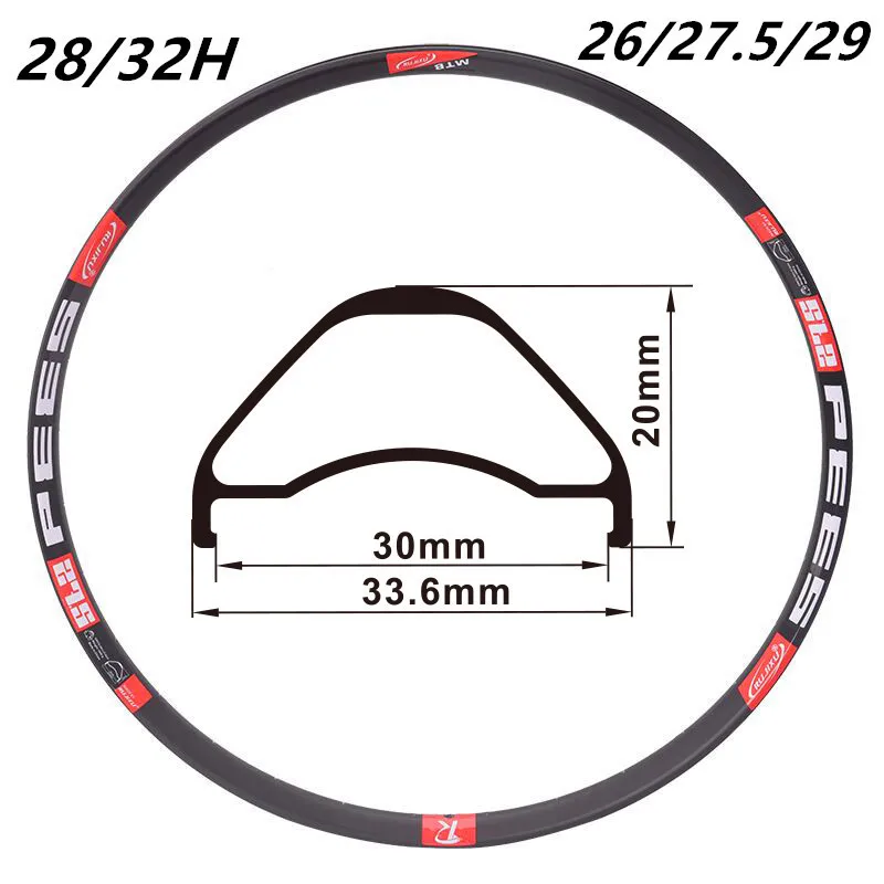 Mountain Bike Rim Bicycle 26/27.5/29 Inch Aluminum Alloy Double-layer Disc Brake Rim 28/32 Hole Mountain Bike Rim
