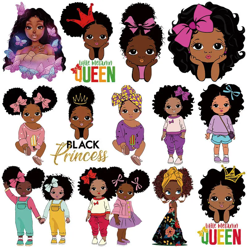 Черные переводные наклейки для девочек, термопереводные наклейки для детей