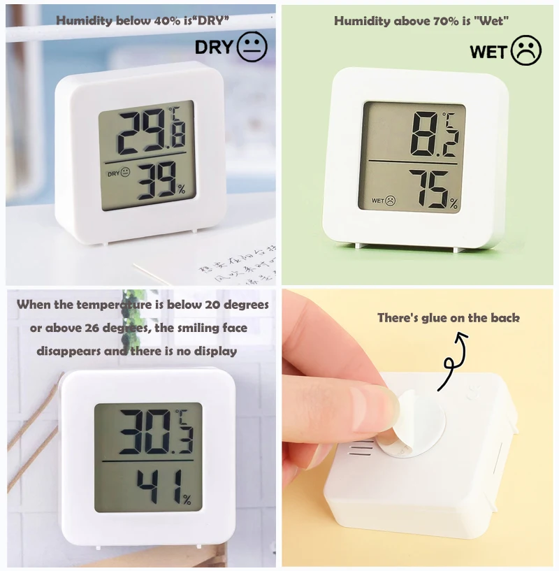 Home Decorative Indoor small LCD display Digital Temperature Humidity monitor