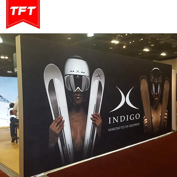 High Quality Portable Aluminium Frame Stretch Fabric Double Sided Backlit Exhibit Booth Backdrop