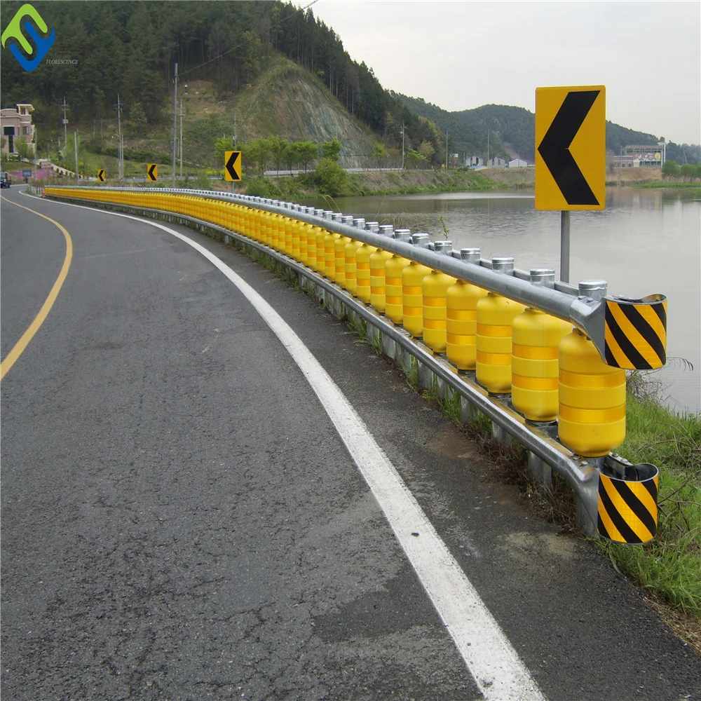 EVA filled Safety guarding double barrel single barrel Stainless steel beam guardrail highway safety roller barriers
