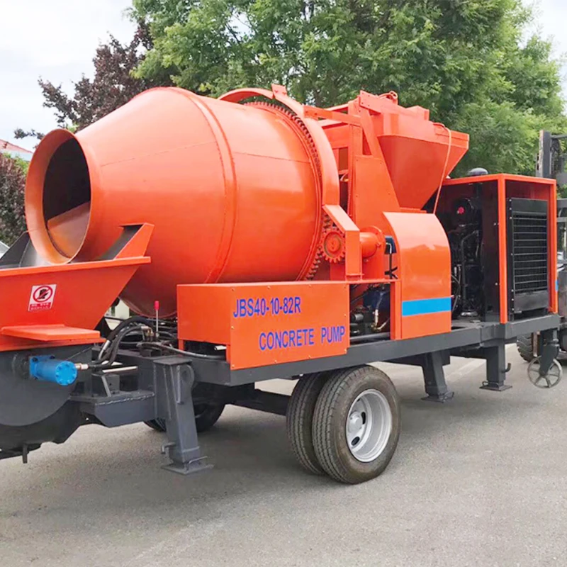 Trailer mounted 30m3/h Diesel 40m3/h diesel portable self loading concrete pump with diesel mixer