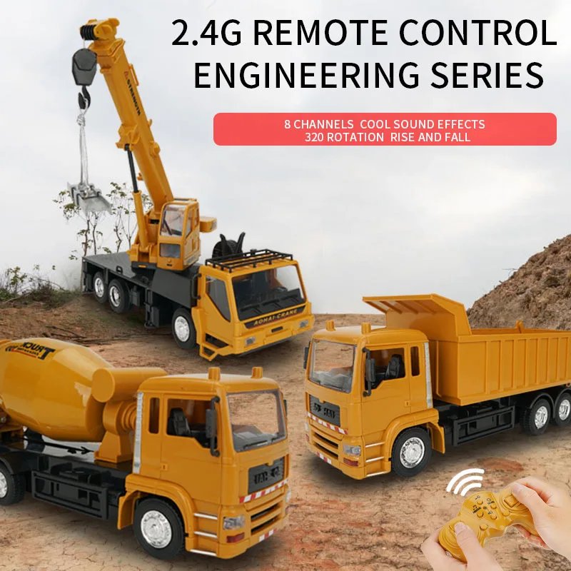 Remote Control Simulation Engineering Vehicle Series Toy Crane Tipping Bucket Mixing Truck Model Other Toys &Hobbies