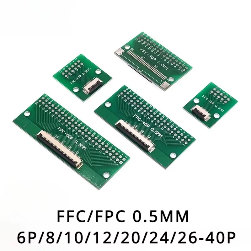 FPC FFC Cable 6 8 10 12 14 20 30 40 PIN 0.5mm pitch Connector SMT Adapter to 2.54 mm 1.0 inch pitch through hole DIP PCB