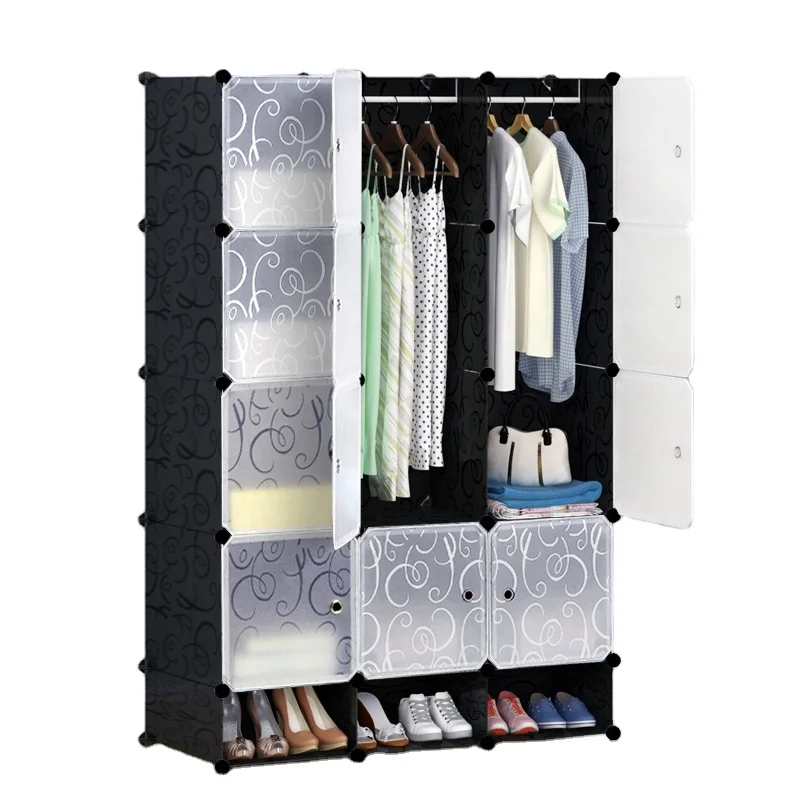 hot item Portable Black Wardrobe Closets 16 Cubes Storage Organizer, Clothes Dresser, Closet Storage Organizer