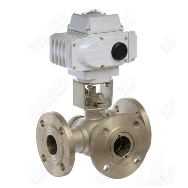 L T Tee Pattern 3 Way Stainless Steel Electric Actuator Flange Ball Valve 1/2' 3/4' 1' 1 1/4' 1 1/2' 2' 2 1/2' 3' 4'