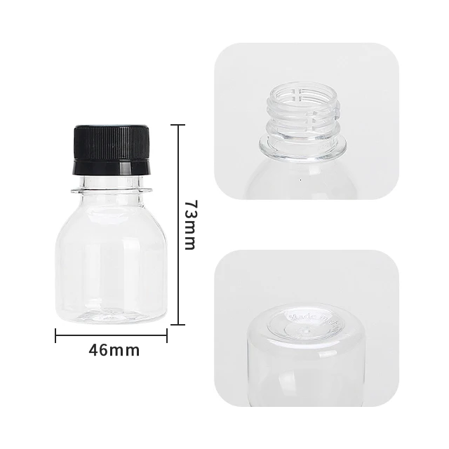 2oz/Energy Mini Shot Round Empty Juice Drinking Plastic Bottle With PE Screw Cap 60ml