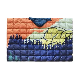 Custom Colorful Puffy Detachable Hooded Blanket Outdoor Picnic Camping Hiking Waterproof Portable Duck Down Blanket