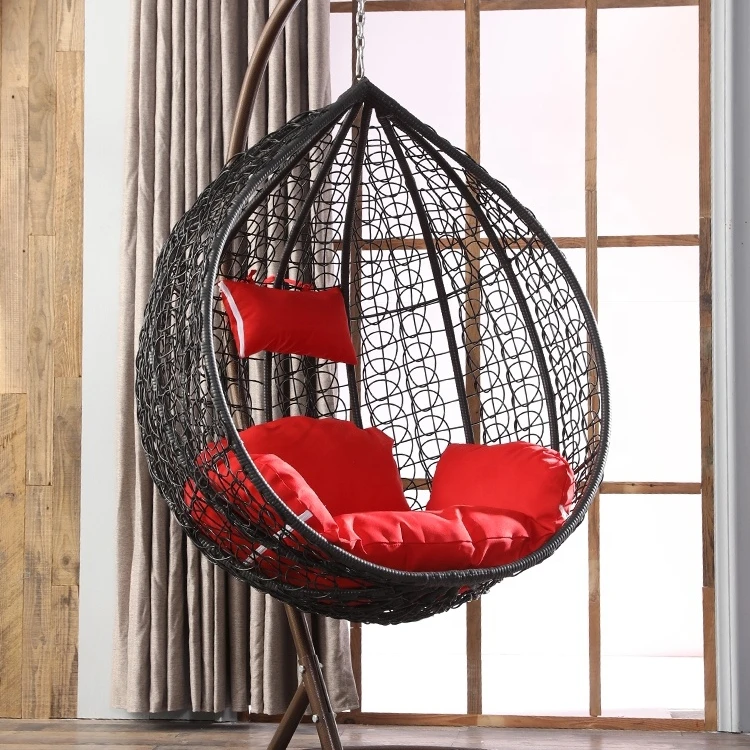 Outdoor Hotel Balcony Furniture Patio Swing Hanging Chair Kids Metal Wicker Rattan Egg Swing Chair with Stand