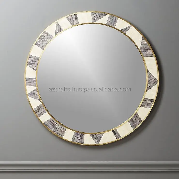 Look Decorative Bone Inlay Mirror Export Quality Elegant from India Living Room Furniture Antique Bone , Resin & MDF Board 1 Pcs