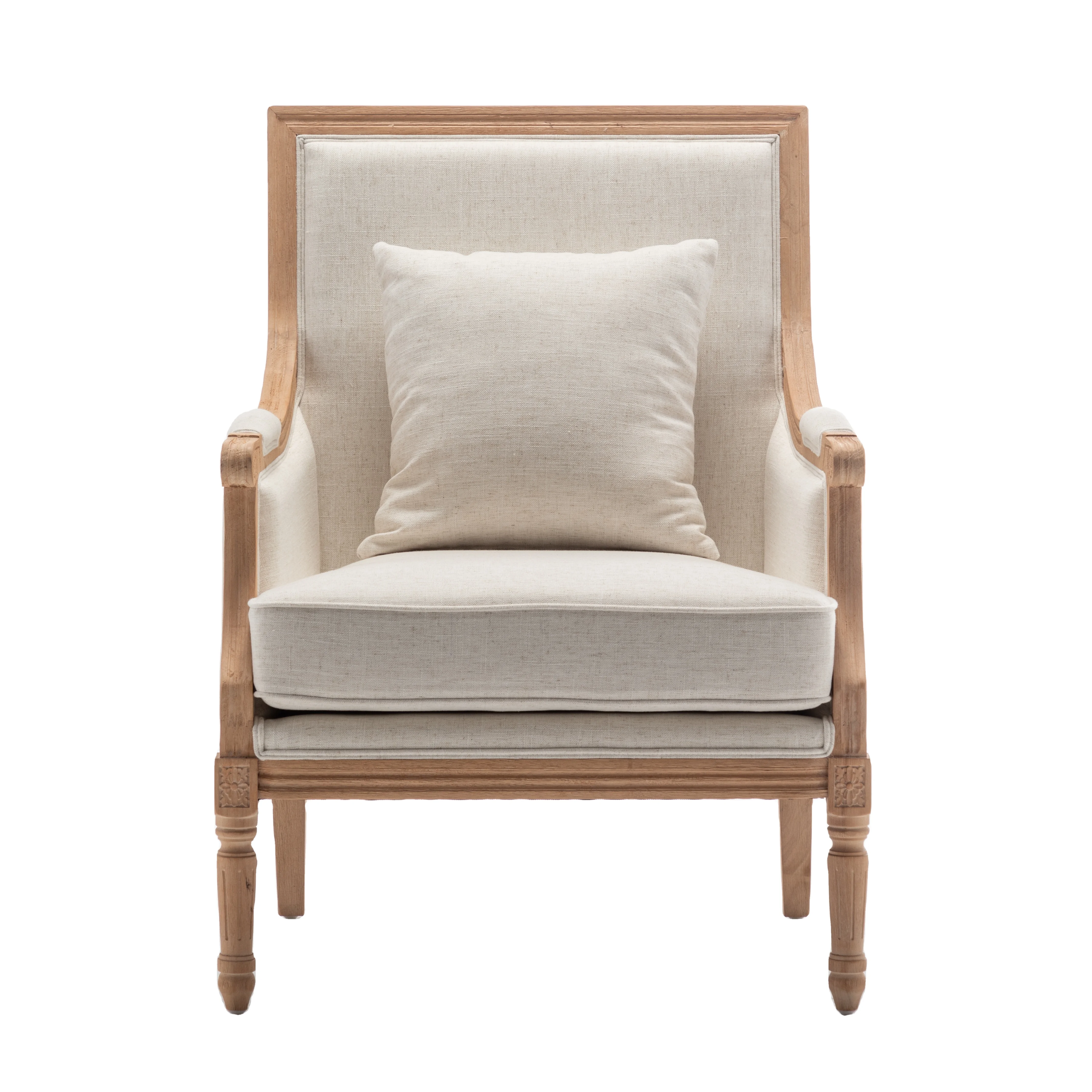 Classic French solid wood Wedding vintage dining sofa chair set  with Rattan Back linen fabric for events  2 or 3 seater