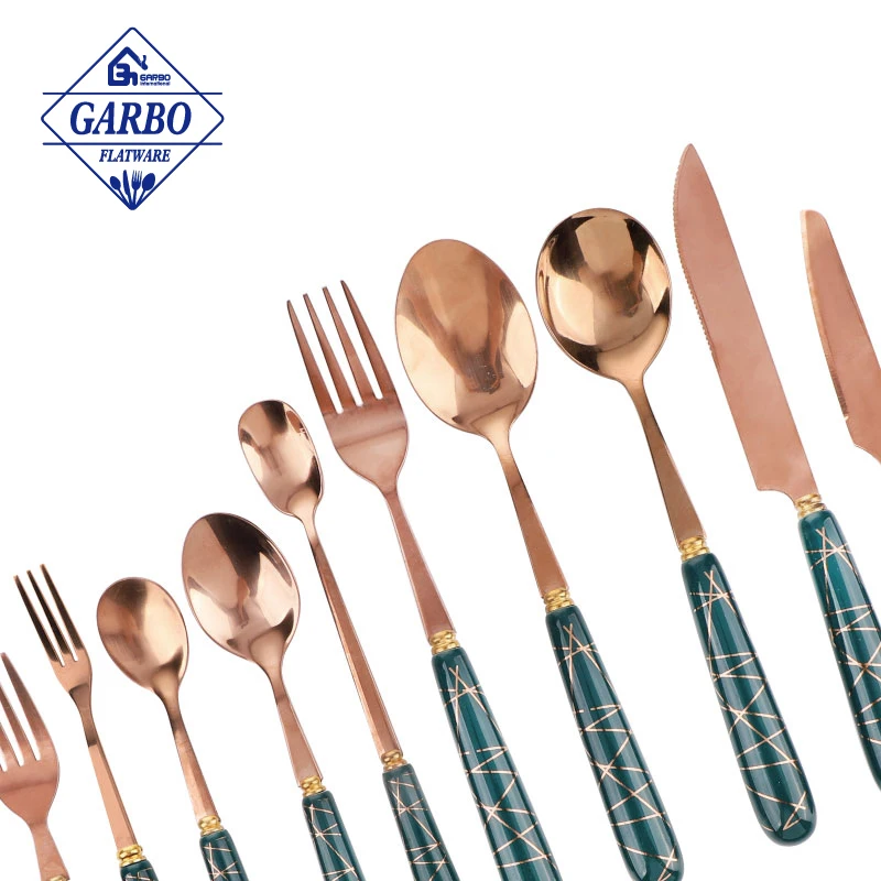 Hot Sale Printing Handle BBQ Christmas Dinner Knife High Quality Stainless Silverwar Cutlery Steak Knife Set Golden Luxury Knife