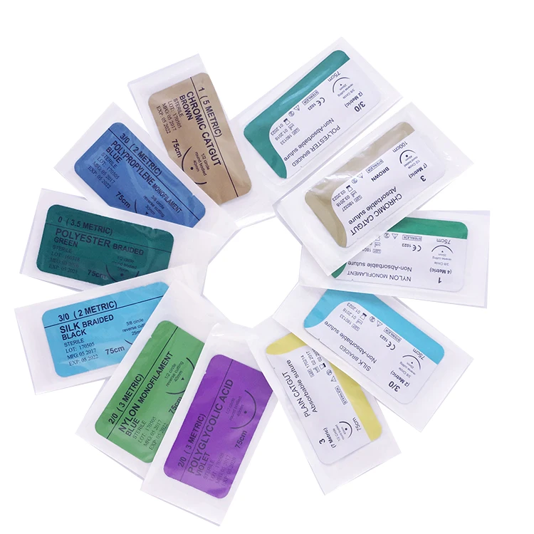 
2021 China Factory Disposable Medical Sterile Non-Absorbable Silk Braided Suture Surgical Sutures With Needle 