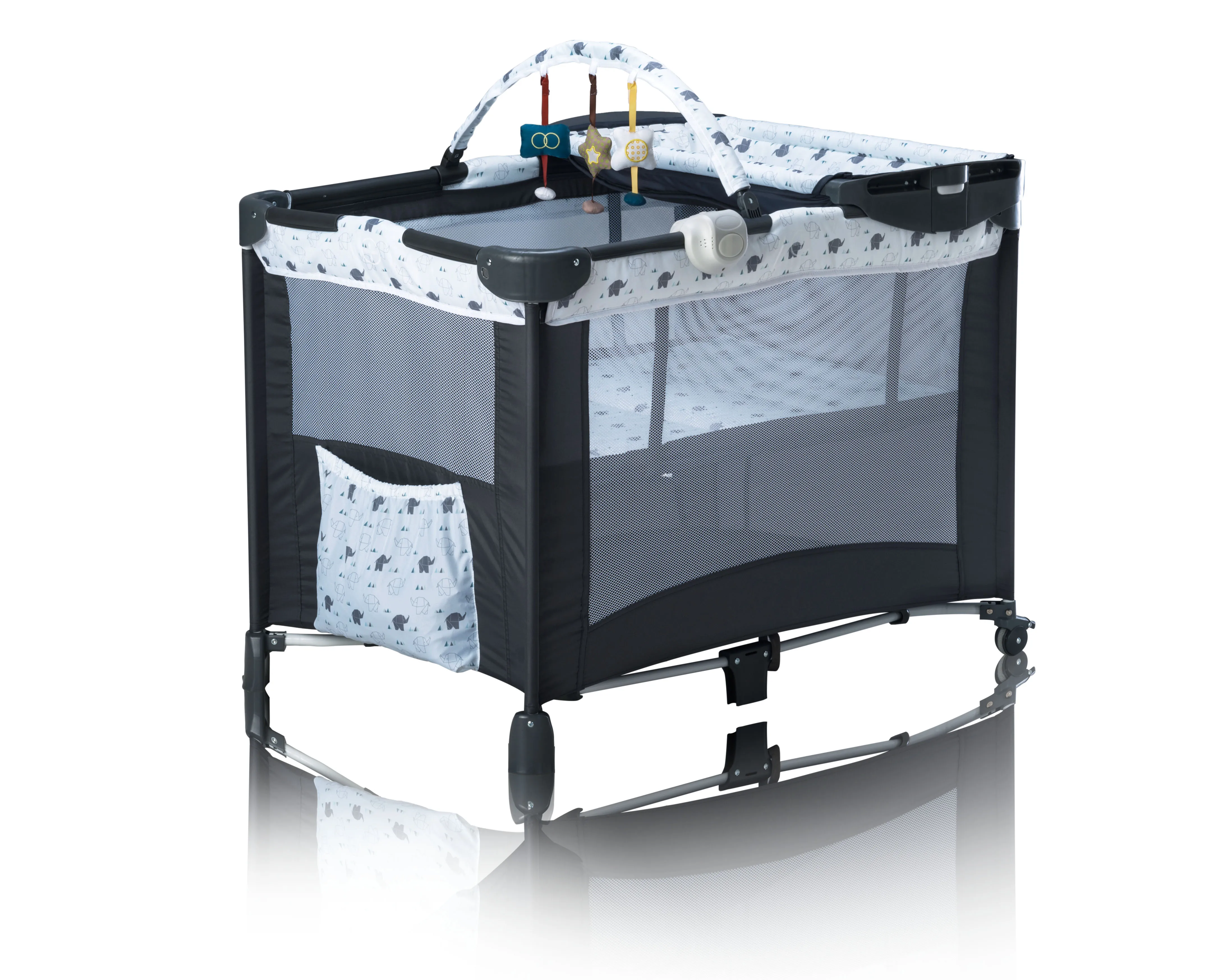 
Baby Crib Foldable Playpen Portable Playard Pack Travel Infant Bassinet Bed with vibrator and toys 