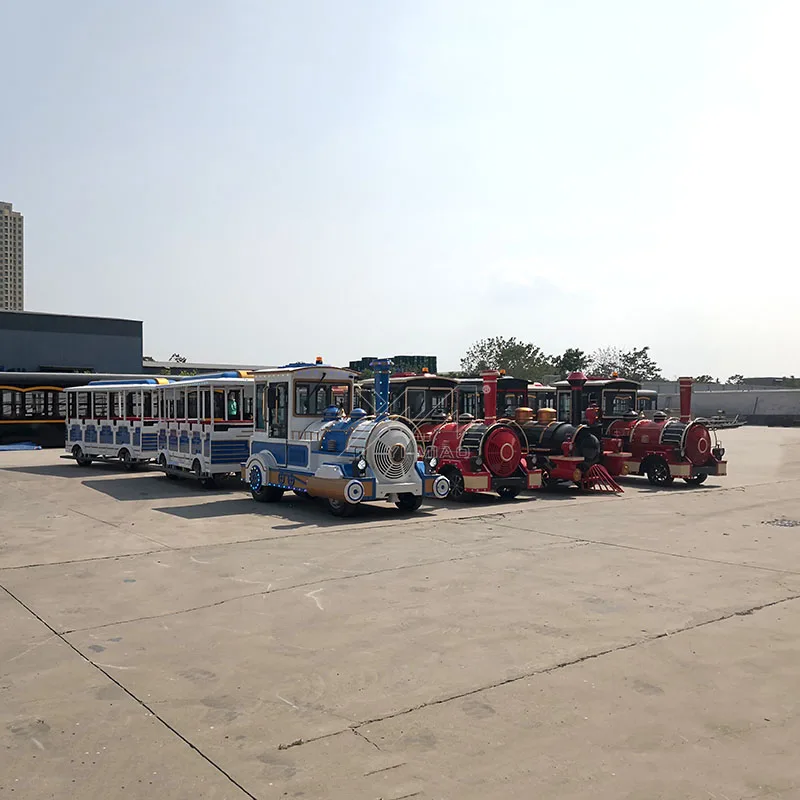 Yimiao Amusements Park Electric Trackless Train Car Racing Games Train Set Mini Trackless Train