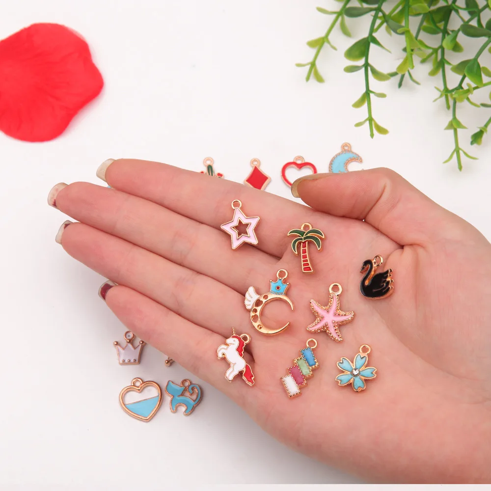 30PCS KC gold drop oil Mixed pendant DIY handmade accessories Earring bracelet necklace alloy