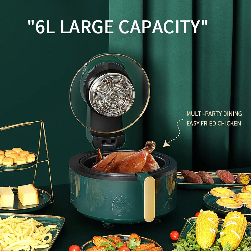 Фритюрница HCYM для домашнего использования 6 л цифровой светодиодный сенсорный экран визуальные воздушные фритюрницы 1100 Вт из нержавеющей стали цифровая Паровая фритюрница