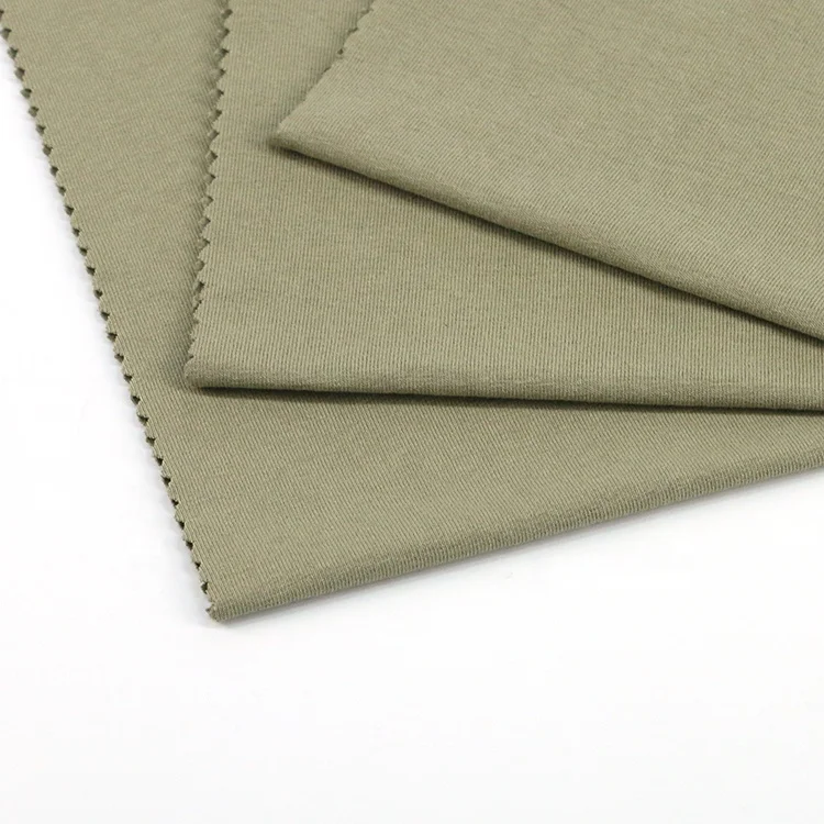 Imitation hemp single jersey dyed plain knitting 100% cotton fabric for T-shirt