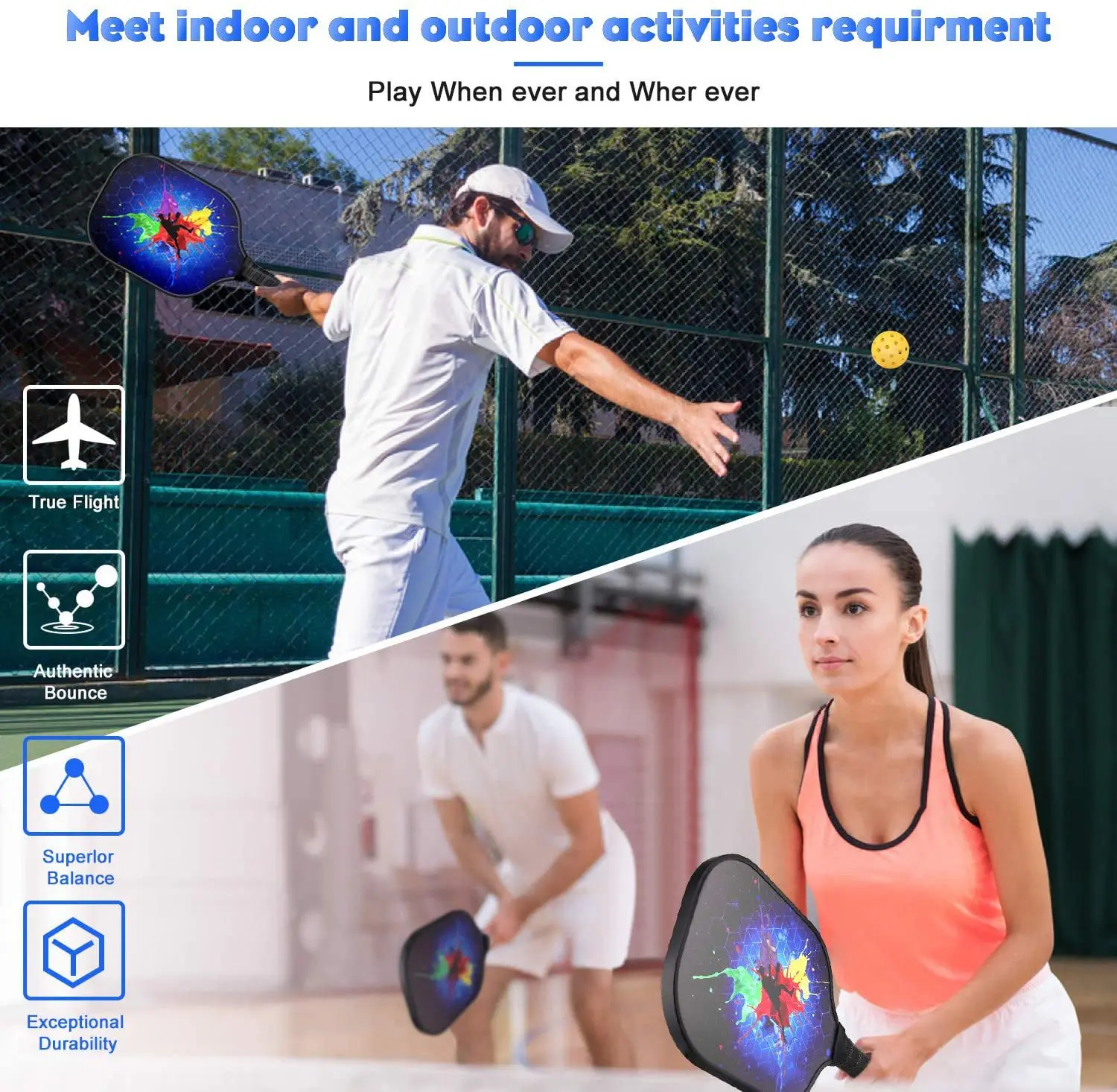 Pickleball Paddle Carbon Pp Honeycomb Graphite Pickleball Paddle High Quality Pickleball Paddle