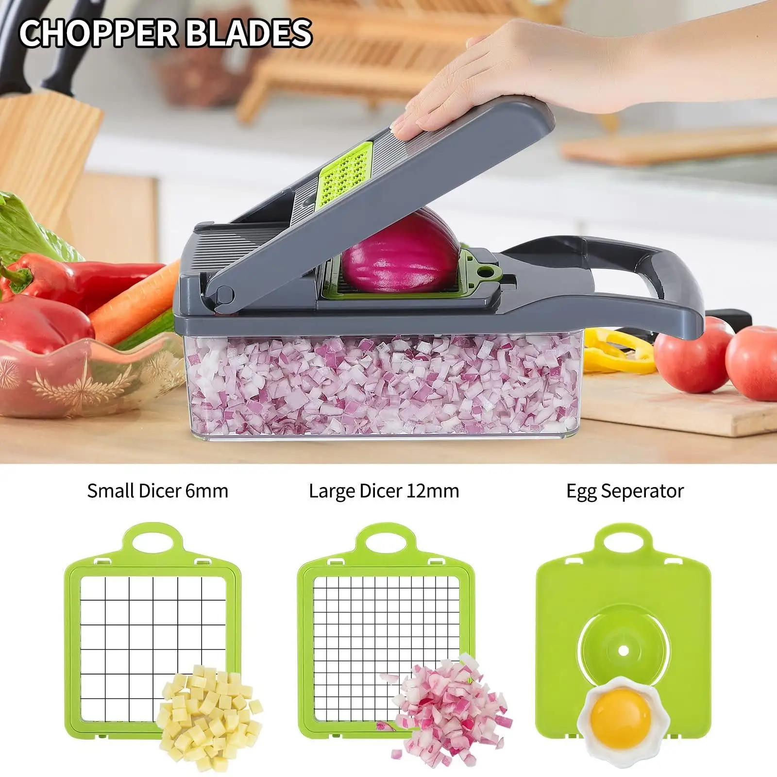 Multifunctional 16-Piece Vegetable Cutter Set Food Processor Chopper Slicer Spoons Wooden Silicone Dinnerware Cooking Storage