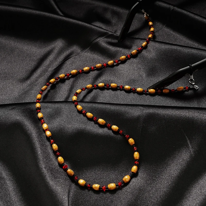 Retro Handmade Beaded Eyeglasses Rope Anti Slip Glasses Chain Masked Hanging Lanyards Wooden Sunglasses Decorative Hanging Cord